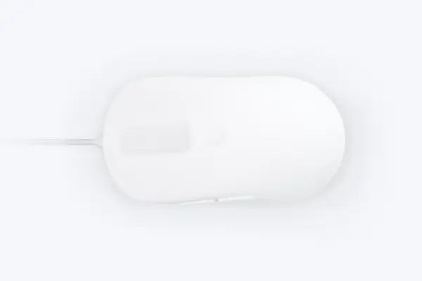 CliqTec MOUSE 2 hygienic medical mouse, top view with silicone-covered scroll area for easy cleaning